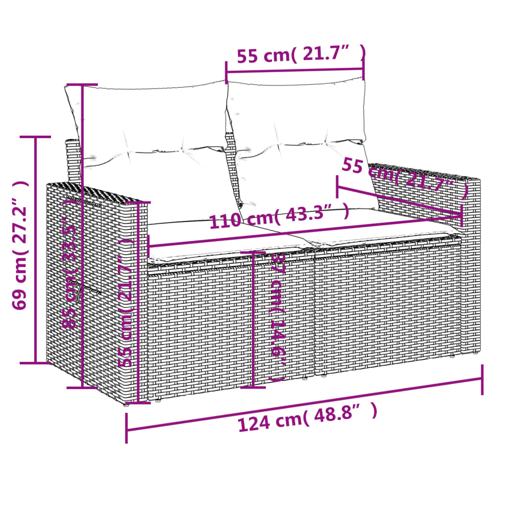 Set mobilier de grădină cu perne, 5 piese, negru, poliratan