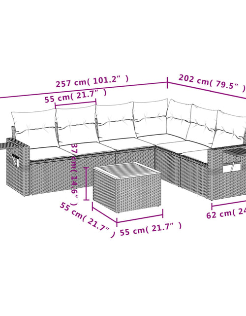 Încărcați imaginea în vizualizatorul Galerie, Set canapele de grădină, 7 piese, cu perne, bej, poliratan
