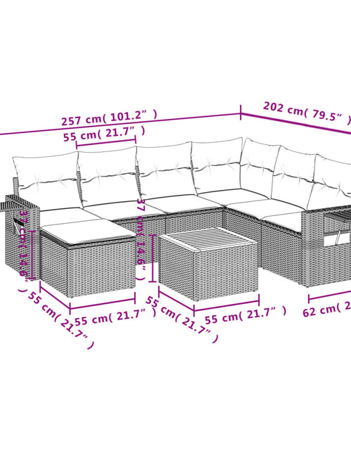 Încărcați imaginea în vizualizatorul Galerie, Set canapele de grădină, 8 piese, cu perne, bej, poliratan
