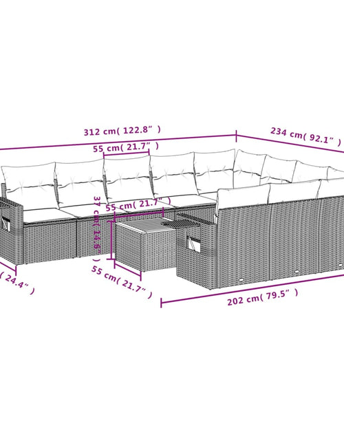 Încărcați imaginea în vizualizatorul Galerie, Set canapele de grădină cu perne, 11 piese, bej, poliratan
