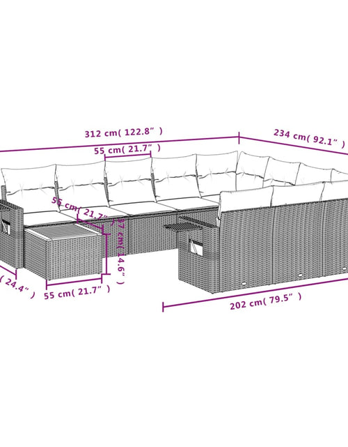 Încărcați imaginea în vizualizatorul Galerie, Set canapele de grădină cu perne, 11 piese, bej, poliratan
