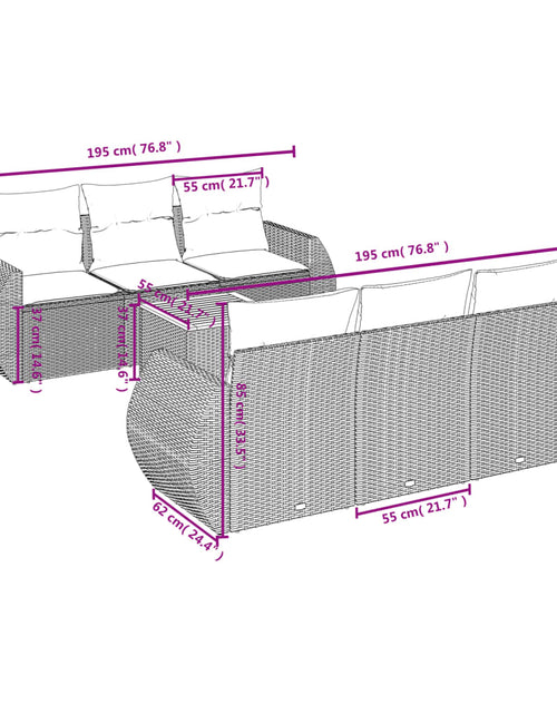 Загрузите изображение в средство просмотра галереи, Set canapele de grădină, 7 piese, cu perne, bej, poliratan
