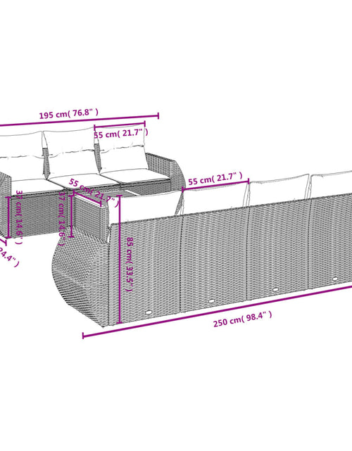 Загрузите изображение в средство просмотра галереи, Set canapele de grădină, 8 piese, cu perne, bej, poliratan
