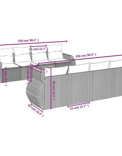 Загрузите изображение в средство просмотра галереи, Set canapele de grădină, 9 piese, cu perne, bej, poliratan
