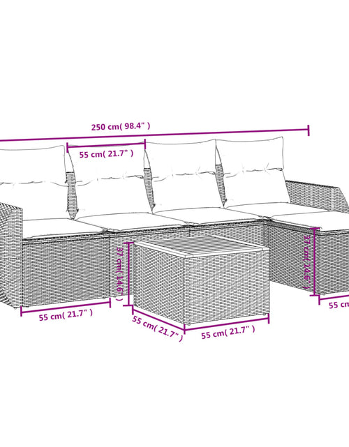 Încărcați imaginea în vizualizatorul Galerie, Set mobilier de grădină cu perne, 6 piese, negru, poliratan
