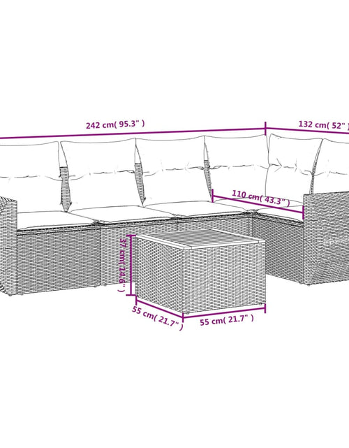 Загрузите изображение в средство просмотра галереи, Set mobilier grădină cu perne, 6 piese, gri, poliratan
