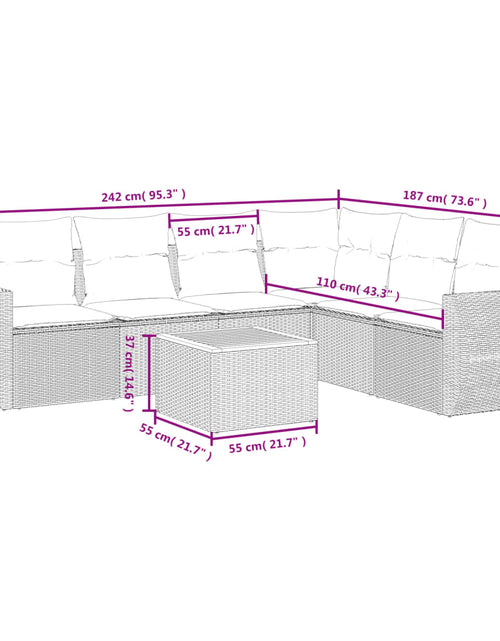 Загрузите изображение в средство просмотра галереи, Set canapele de grădină, 7 piese, cu perne, bej, poliratan

