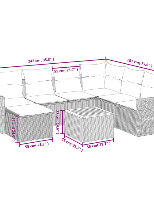 Încărcați imaginea în vizualizatorul Galerie, Set mobilier de grădină cu perne, 8 piese, negru, poliratan
