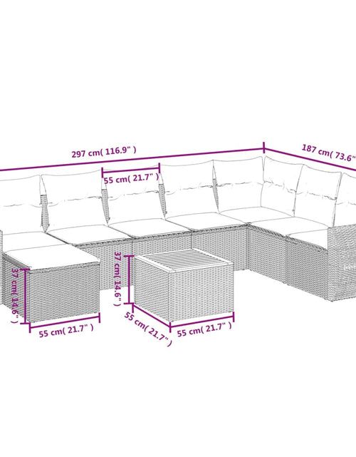 Загрузите изображение в средство просмотра галереи, Set canapele de grădină, 9 piese, cu perne, bej, poliratan
