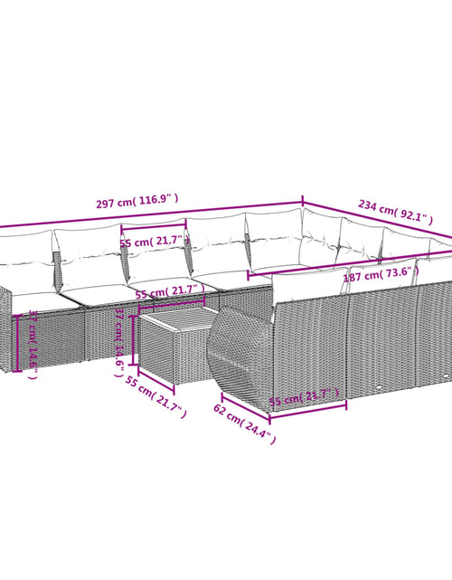 Загрузите изображение в средство просмотра галереи, Set canapele de grădină cu perne, 11 piese, bej, poliratan
