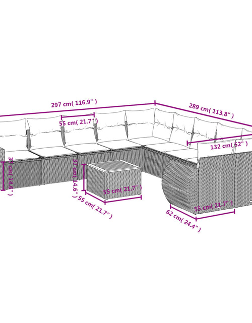 Загрузите изображение в средство просмотра галереи, Set canapele de grădină cu perne, 11 piese, bej, poliratan
