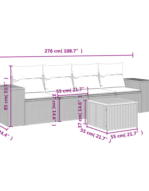 Încărcați imaginea în vizualizatorul Galerie, Set canapele de grădină cu perne, 5 piese, bej, poliratan
