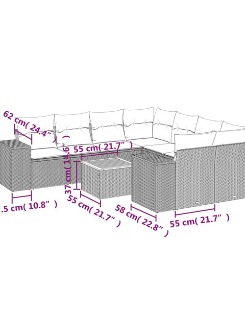 Загрузите изображение в средство просмотра галереи, Set canapele de grădină, 9 piese, cu perne, bej, poliratan
