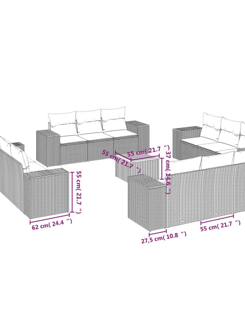 Загрузите изображение в средство просмотра галереи, Set canapele de grădină, 13 piese, cu perne, bej, poliratan
