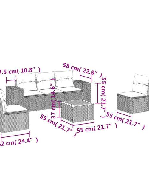 Încărcați imaginea în vizualizatorul Galerie, Set canapele de grădină cu perne, 6 piese, bej, poliratan
