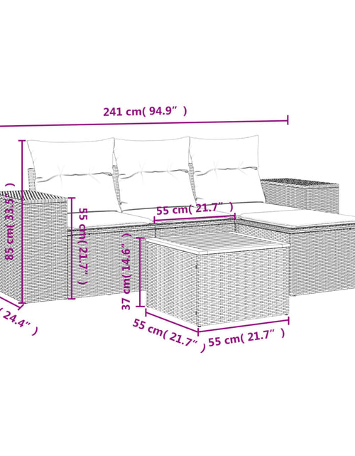 Загрузите изображение в средство просмотра галереи, Set canapele de grădină cu perne, 5 piese, bej, poliratan
