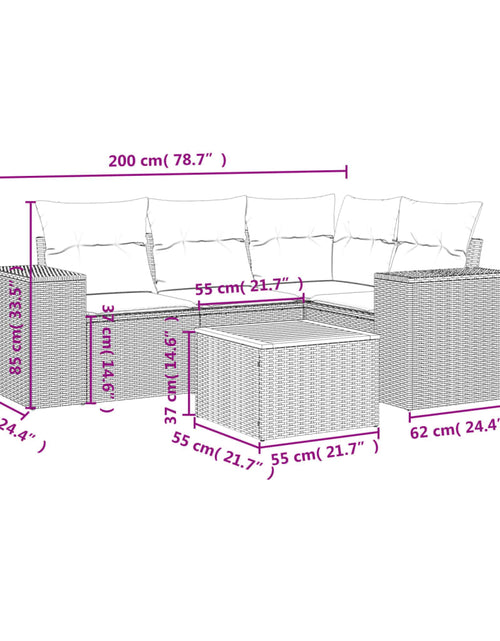 Загрузите изображение в средство просмотра галереи, Set canapele de grădină cu perne, 5 piese, bej, poliratan
