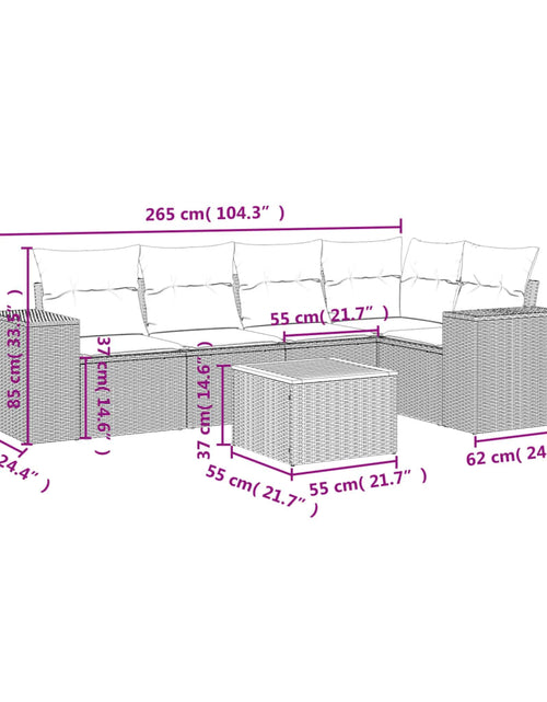 Загрузите изображение в средство просмотра галереи, Set mobilier de grădină cu perne, 6 piese, negru, poliratan
