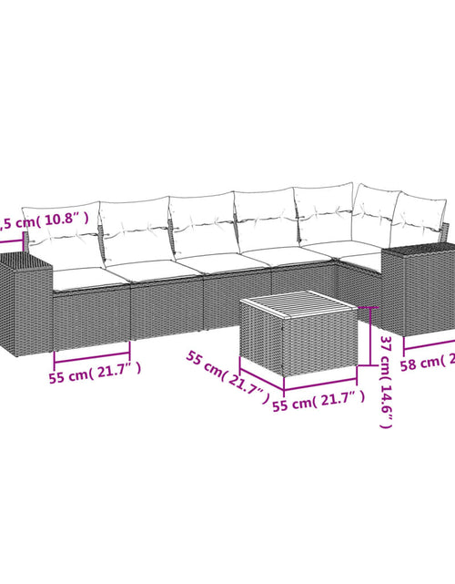 Загрузите изображение в средство просмотра галереи, Set canapele de grădină, 7 piese, cu perne, bej, poliratan
