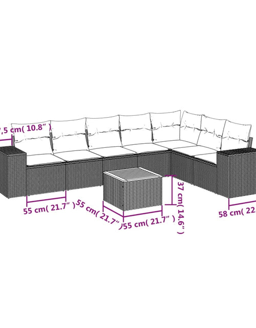 Загрузите изображение в средство просмотра галереи, Set canapele de grădină, 8 piese, cu perne, bej, poliratan
