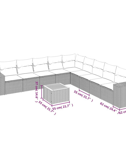 Загрузите изображение в средство просмотра галереи, Set canapele de grădină cu perne, 10 piese, bej, poliratan
