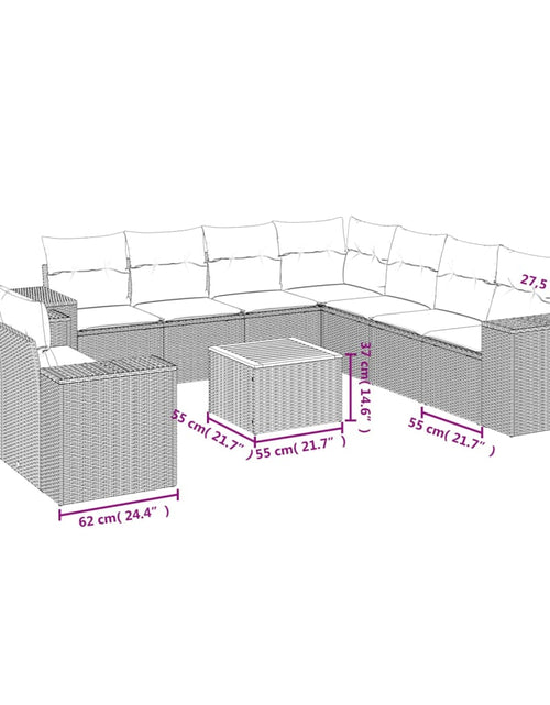 Загрузите изображение в средство просмотра галереи, Set canapele de grădină cu perne, 10 piese, bej, poliratan
