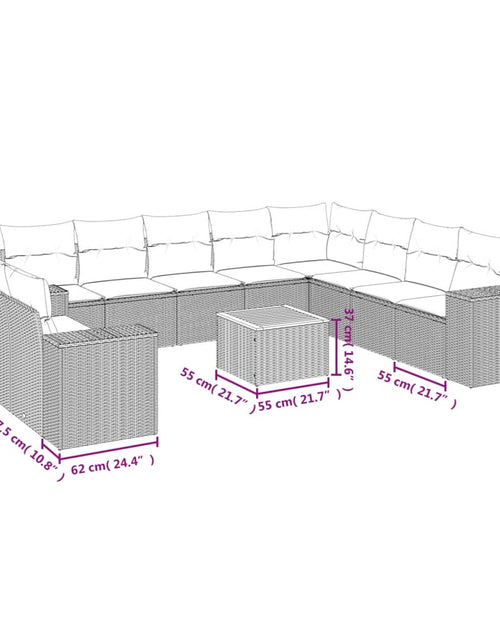 Загрузите изображение в средство просмотра галереи, Set canapele de grădină cu perne, 11 piese, bej, poliratan
