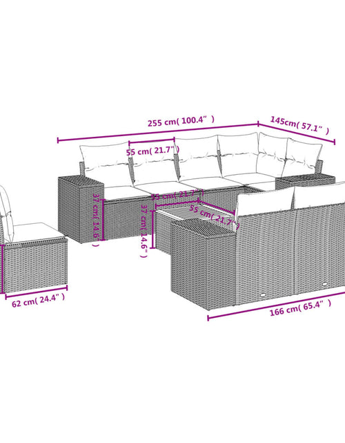 Загрузите изображение в средство просмотра галереи, Set canapele de grădină, 9 piese, cu perne, bej, poliratan

