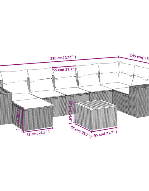 Загрузите изображение в средство просмотра галереи, Set canapele de grădină, 8 piese, cu perne, bej, poliratan
