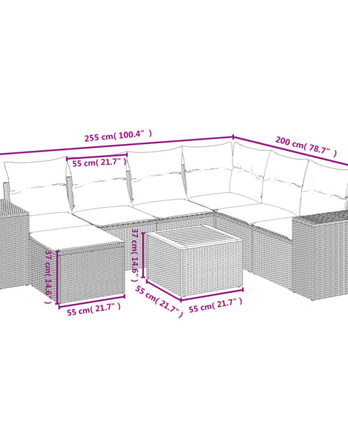 Загрузите изображение в средство просмотра галереи, Set mobilier de grădină cu perne, 8 piese, negru, poliratan
