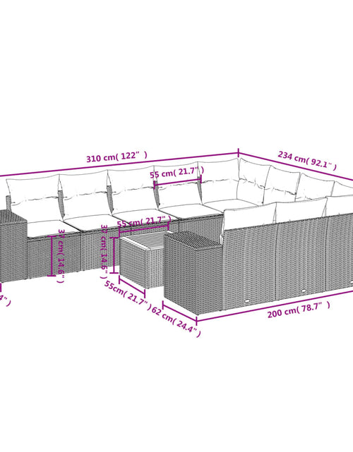 Загрузите изображение в средство просмотра галереи, Set canapele de grădină cu perne, 11 piese, bej, poliratan
