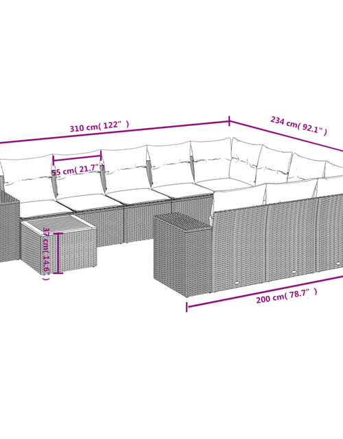 Загрузите изображение в средство просмотра галереи, Set canapele de grădină cu perne, 11 piese, bej, poliratan
