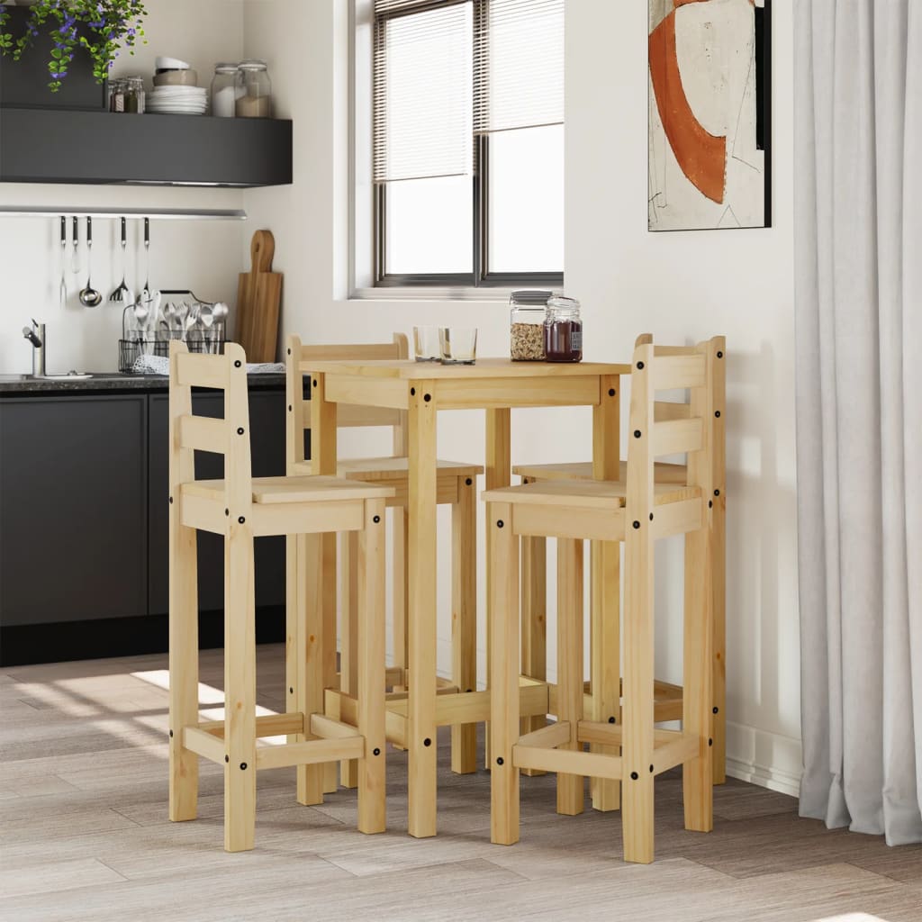 Set mobilier de bar, 5 piese, lemn masiv de pin