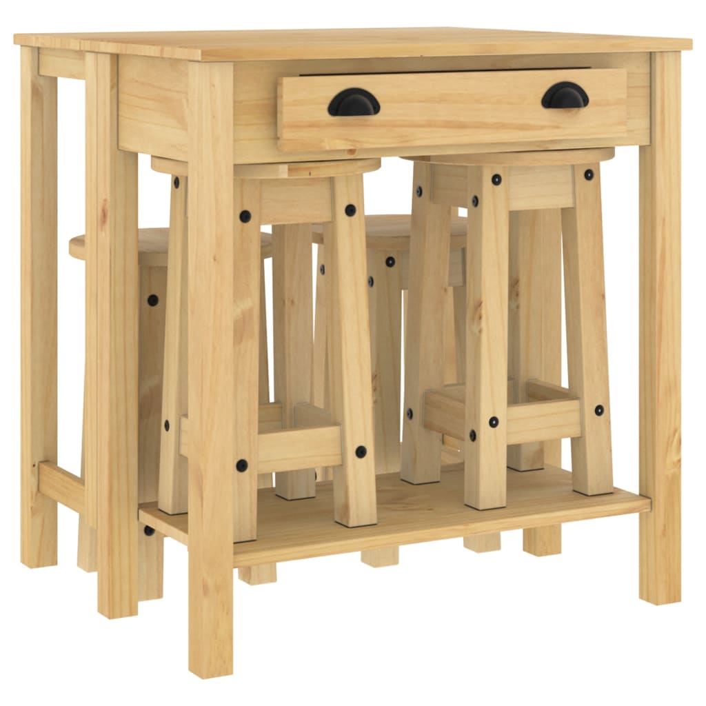 Set mobilier de bar, 5 piese, lemn masiv de pin