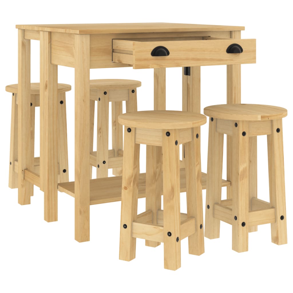 Set mobilier de bar, 5 piese, lemn masiv de pin