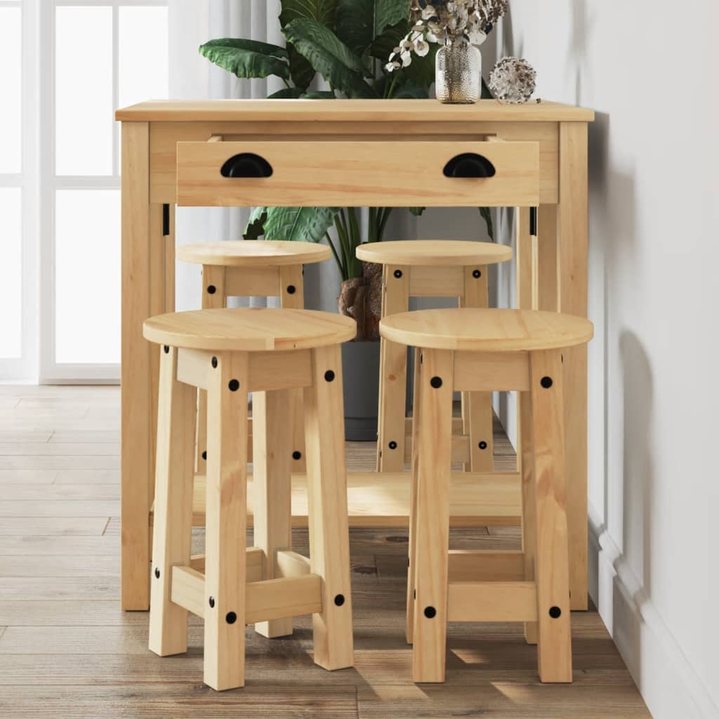 Set mobilier de bar, 5 piese, lemn masiv de pin