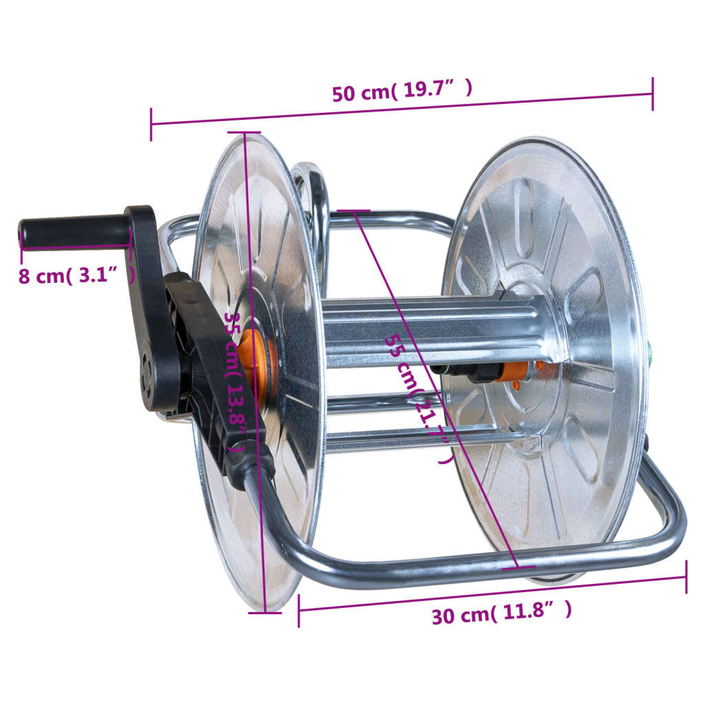 Tambur de perete pentru furtun de 50 m 1/2" sau 35 m 3/4", oțel