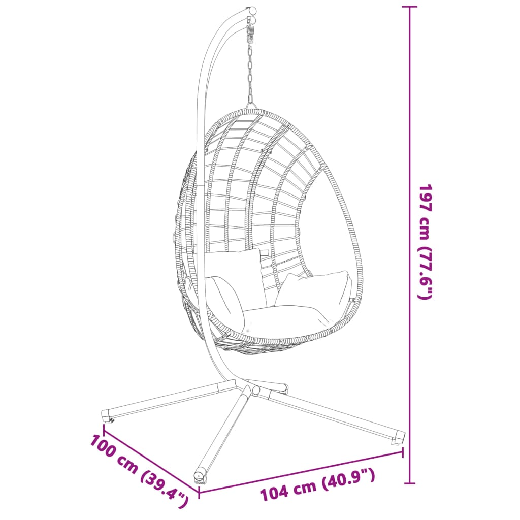Suport pentru scaun suspendat tip ou, antracit, oțel