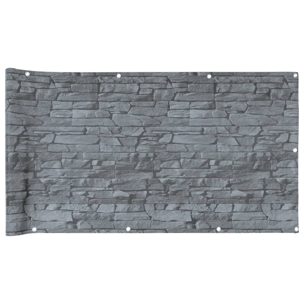 Paravan de grădină cu aspect de piatră, gri, 600x75 cm PVC