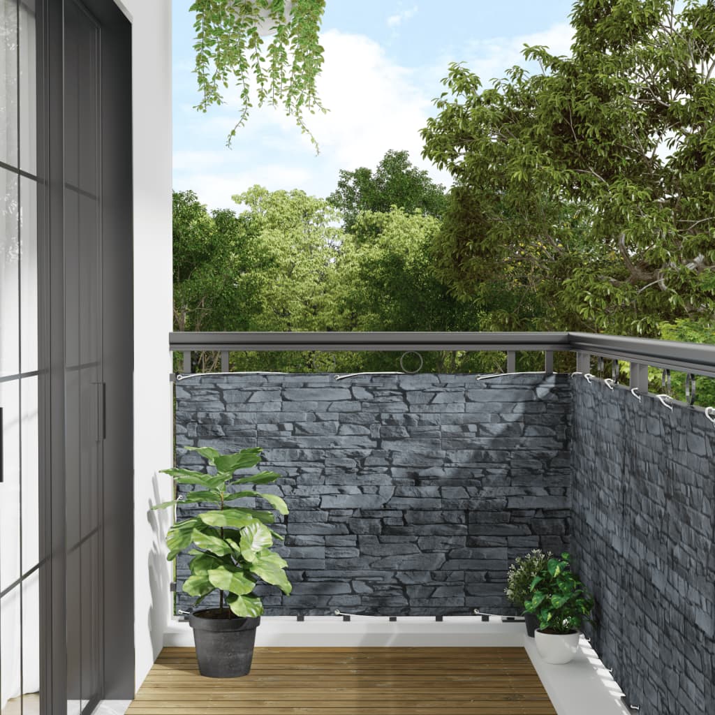 Paravan de grădină cu aspect de piatră, gri, 300x90 cm PVC