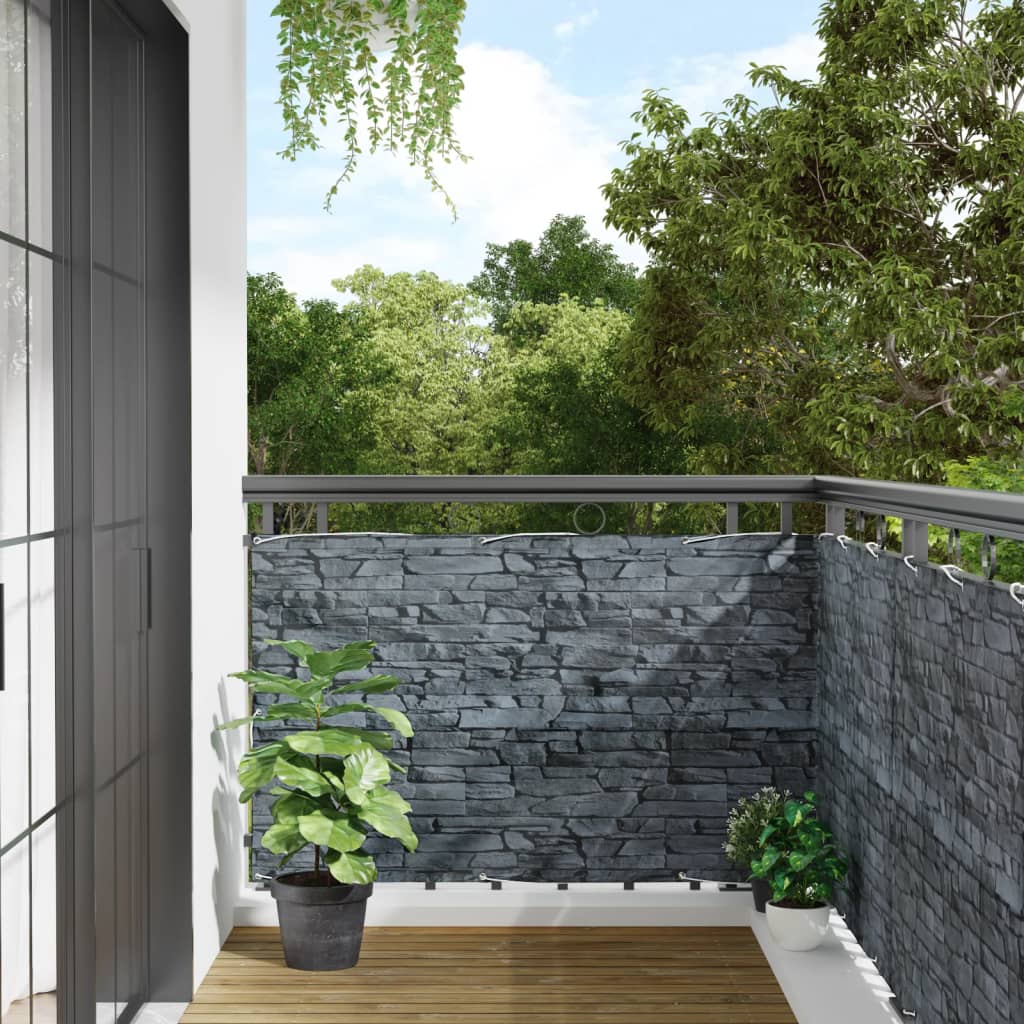 Paravan de grădină cu aspect de piatră, gri, 500x90 cm PVC