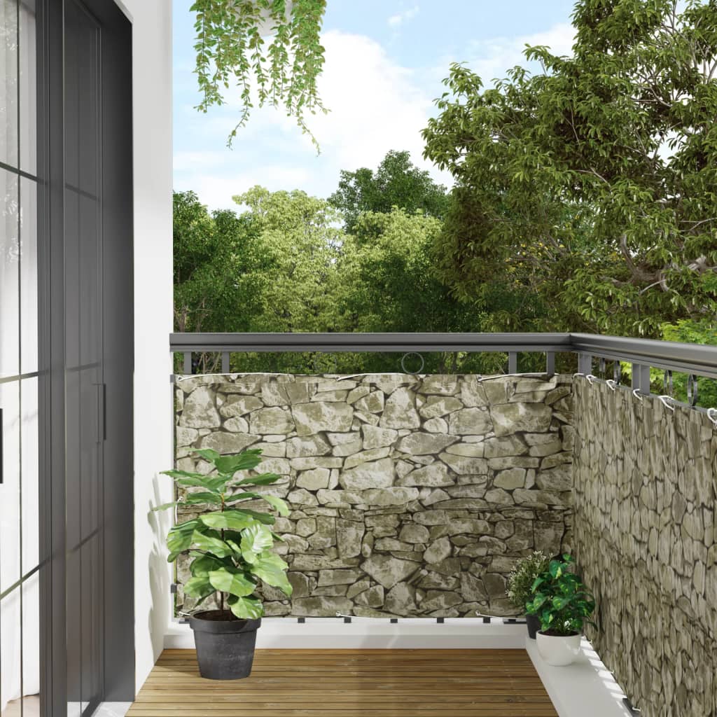 Paravan de grădină cu aspect de piatră, gri, 500x90 cm PVC