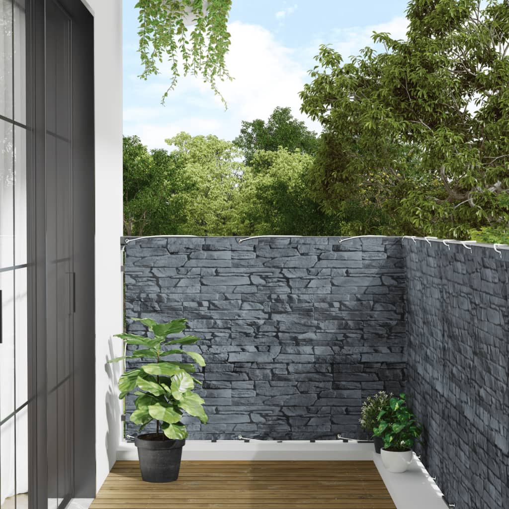 Paravan de grădină cu aspect de piatră, gri, 300x120 cm PVC
