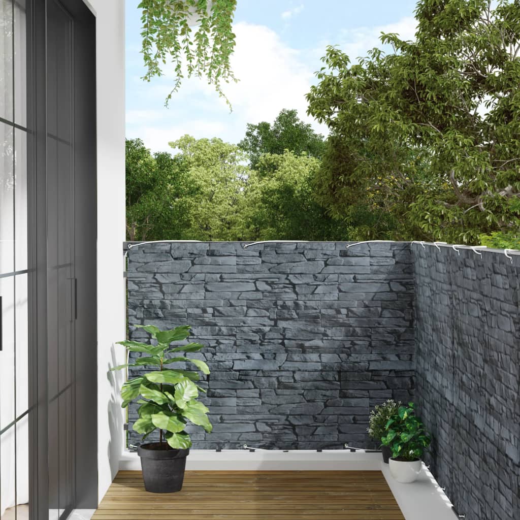Paravan de grădină cu aspect de piatră, gri, 800x120 cm PVC