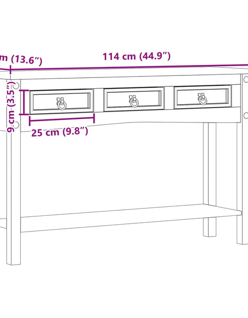 Загрузите изображение в средство просмотра галереи, Măsuță consolă Corona, 114x34,5x73 cm, lemn masiv de pin
