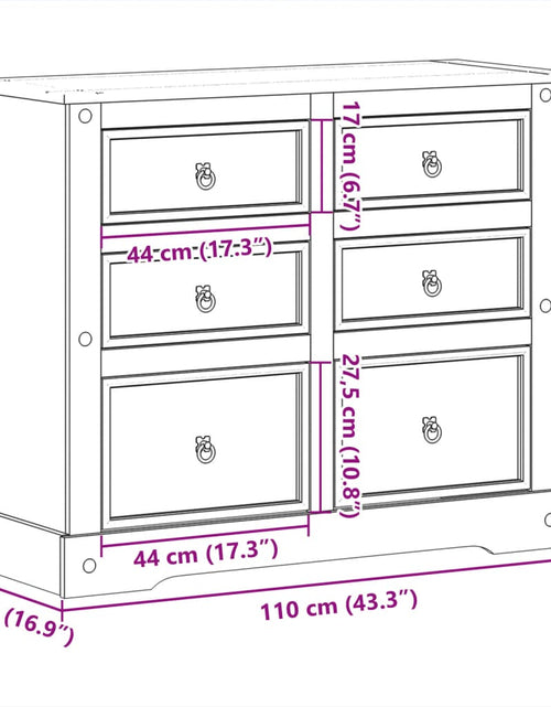 Încărcați imaginea în vizualizatorul Galerie, Dulap cu sertare „Corona”, 110x43x91 cm, lemn masiv de pin
