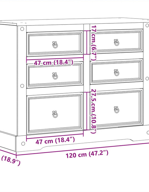 Загрузите изображение в средство просмотра галереи, Dulap cu sertare „Corona”, 120x48x91 cm, lemn masiv de pin
