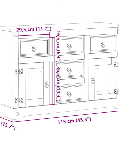 Загрузите изображение в средство просмотра галереи, Dulap „Corona”, 115x40x76 cm, lemn masiv de pin
