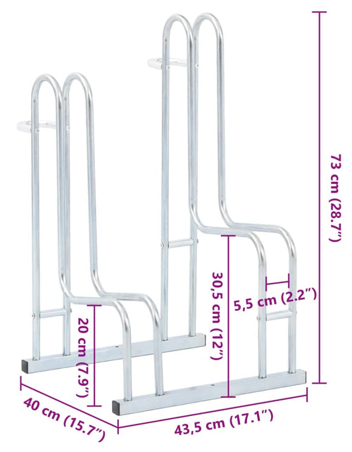 Încărcați imaginea în vizualizatorul Galerie, Suport pentru 2 biciclete de sine stătător, oțel galvanizat
