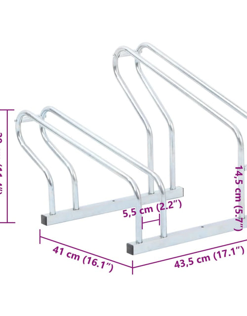 Încărcați imaginea în vizualizatorul Galerie, Suport pentru 2 biciclete de sine stătător, oțel galvanizat
